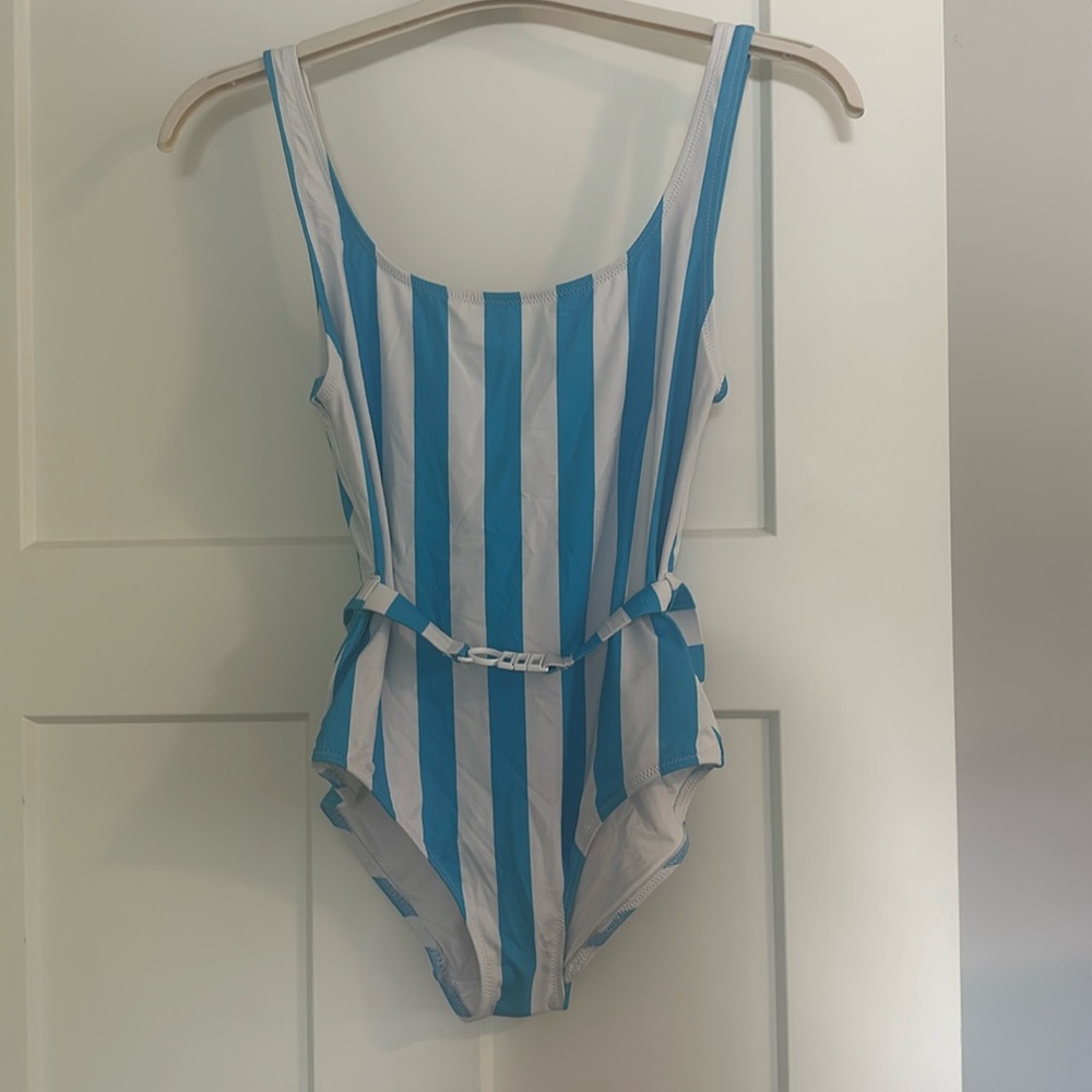Solid and Striped belted one piece